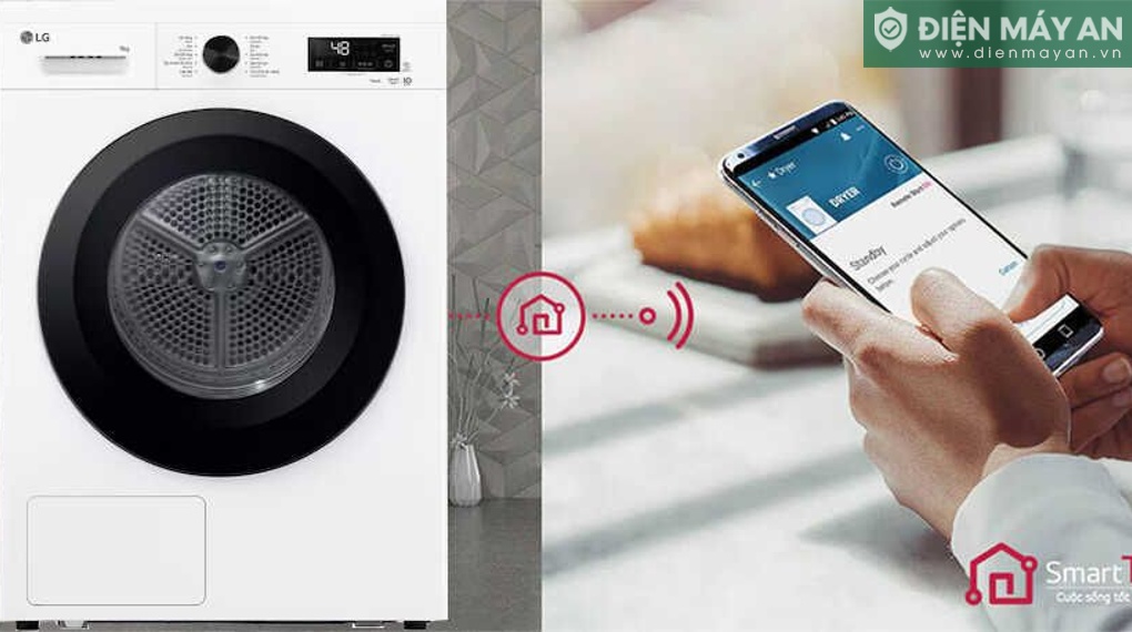 Máy sấy bơm nhiệt LG 9 Kg RB09NHP5W